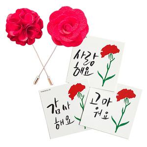 카네이션 브로치 메시지카드 세트 어버이날 스승의날