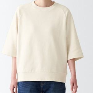 무인양품 여성용 MUJI 고밀도 테리 5부 소매 풀오버 티셔츠 BBK06ZZZ