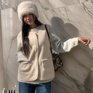 [다잇템] 여자 집업 4컬러 귀여운 주머니 양털 베스트 베스트