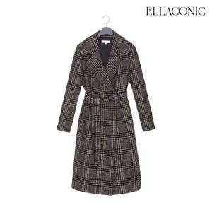 [엘라코닉](ELLACONIC) 체크 울 롱코트