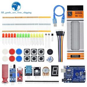 Arduino Uno R3 브레드보드용 TZT 스타터 키트 기본 학습 키트 소리수위습도거리 감지 LED 제어