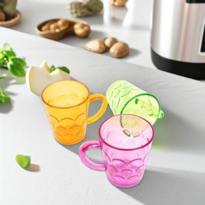 마키 물컵 물방울 손잡이컵 플라스틱컵 음료 주스 반투명 머그 양치 (대 270ml 2개)
