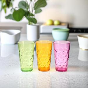마키 플라스틱컵 물방울 맥주컵 물컵 물잔 반투명 심플 캠핑용 음료수 (430ml 2개)