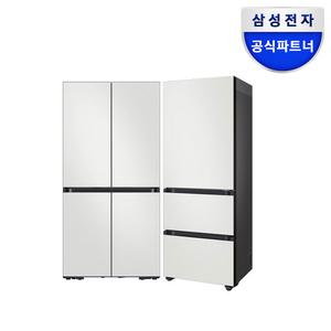 혜택가345만원대 삼성 비스포크 키친핏 냉장고 김치냉장고 세트 RM70F63R2A+RQ33DB74D2AP 올코타화이트
