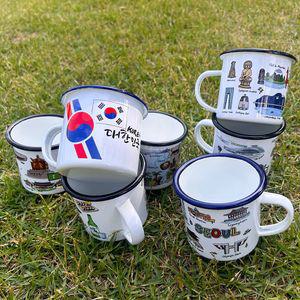 코리아 일러스트 법랑컵 10type한국선물 전통 법랑 캠핑 기념품 외국인 머그 머그잔