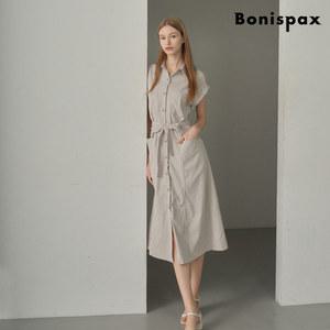 [롯데백화점]보니스팍스 롤업 슬리브 스트랩 셔츠 롱 원피스 (XP2OW021L0)