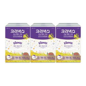 크리넥스 보습 에센스 로션 각티슈 150매, 6입, 3개