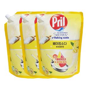프릴 주방세제 베이킹소다 퓨어레몬 리필 1000ml x3_M