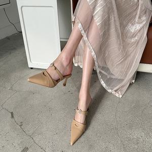 신디 뾰족코 슬링백 스틸레토 힐 여성 여름 구두 6.8cm