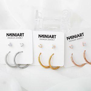 하트큐빅 피어싱+링 피어싱 [한쌍판매]