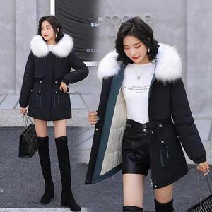 R4E 여성 바람막이 점퍼 중기장 겨울 빅퍼 카라 패딩 기모 젠3