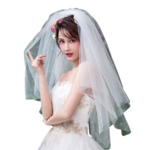 2단 셀프 웨딩 면사포 결혼식 풍성한 신부 숏 베일 촬영 모자 미니 머리띠 핀 메탈 헤어 삔 액세서리 소품