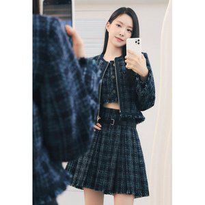 갤러리아 체크 프린지 플리츠 스커트(GN9A0SKJ4)*