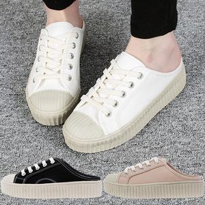 [마리오탈라리코]여성캔버스화 오버솔 클래식 캔버스 뮬블로퍼 키높이