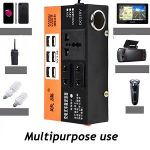 차량용 전원 인버터, 2000W 피크 DC 12V/24V to 110V/220V 트립 6 USB 어댑터, 고속 충전 자동차