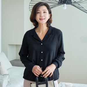 (~110size)스판 세이지 레이온 카라 티셔츠 2col
