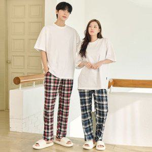 [기타]벌스 잠옷바지 피치기모 커플파자마 남녀공용 체크 홈웨어 3colors