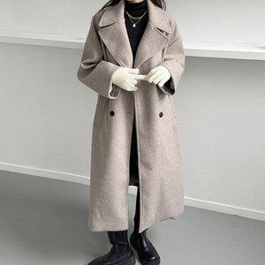 [옷자락]여자 빅사이즈 롱코트겨울 더블 빅카라 울모 롱코트_P350131010