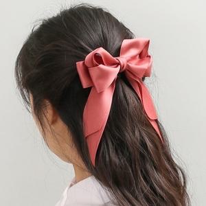 프린세스 머리 헤어 리본 헤어핀(핑크) 롱리본 머리핀 포인트 헤어핀 핀큰 자동 핀왕삔 핀