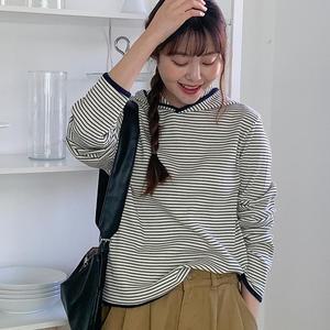 스트라이프티셔츠 기본핏 봄 코튼 스판 후드티