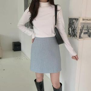 여성 목폴라 베이직 골지 데일리 기본 티셔츠