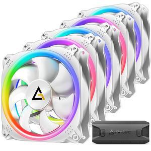 Antec RGB 케이스 팬 120mm 5V-3PIN 주소 지정 가능한 5V-3PIN이 있는 마더보드 싱크 5팩 컨트롤러 포함 Pr