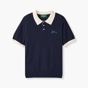 [하프클럽/에스티코]자수 부클사 니트 블루 (클래식핏) DGKVB63CSL