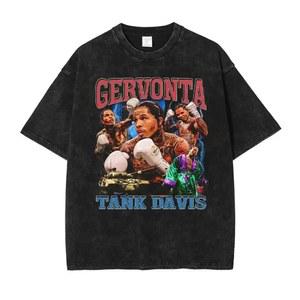 Tank Gervonta Davis 티셔츠 빈티지 워시 Jr T 셔츠 오버 사이즈 반소매 복싱 챔피언 Tshirt Tops Tees Men Cotton