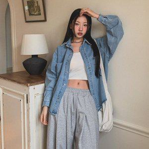 [신세계라이브쇼핑][옷자락] 여자 스트릿패션 청남방 포켓 코튼 데님 셔츠