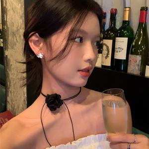 패브릭 로즈 초커 목걸이 끈 패션 유니크 악세서리 독특한 브로치 레이스 캐주얼 스트랩