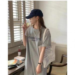 데일리 라운드넥 롱티셔츠 캐주얼 레터링 원피스 (3ipQk)