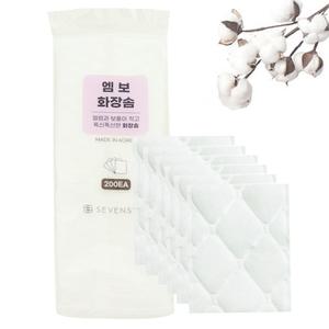 인파우치 엠보화장솜 200매/화장/솜/패드/엠보싱/원형/대용량/와이드/스킨/토너/순면/스킨팩화장/면/리필