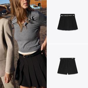 자라 zara 벨트 플리츠 스커트 팬츠 8372/041 8372041 800