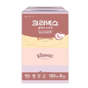 크리넥스 클래식 가정용 각티슈 화장지 180매 8입