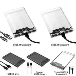 맥북 PC용 외장 하드 디스크 드라이브 박스, 2.5 인치 인클로저, 투명 HDD/SSD USB C타입