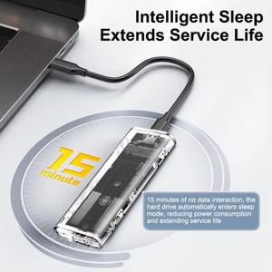 M.2 NVME PCIe NGFF SATA 듀얼 프로토콜 SSD 케이스 투명 USB 유형 C 10Gbps 외부 인클로저 하드 디스크 박