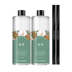 코코도르 편백 디퓨저 리필액 500ml X 2개 + 리드스틱 5P