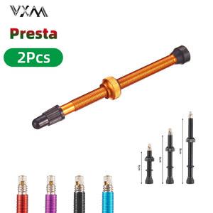 자전거 밸브 캡 튜브 뚜껑 마개 Presta 튜브리스 에어 황동 알루미늄 F/V MTB 도로 타이어 코어 탈착식 40mm 60mm 80mm 2개