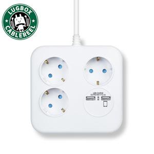 러그박스 3구 2포켓 USB 멀티탭 블루 콘센트 1.4m 납작코드