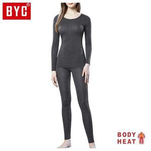 BYC 여성 보디히트 베이직 상하세트 DOLS7023 재색 내복