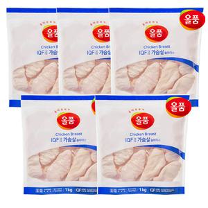 올품 IQF 냉동 닭가슴살 슬라이스 1kg x 5봉