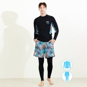 [베이직엘르][본사] 베이직엘르 남성인 집업 래쉬가드 비치반바지 워터레깅스 세트 BEM-W913K