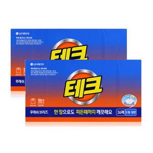 테크 간편시트 세제 후레쉬, 36매, 2개, 총 72매