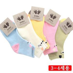 아동용 고양이 중목양말 3-4세용 랜덤 5켤레