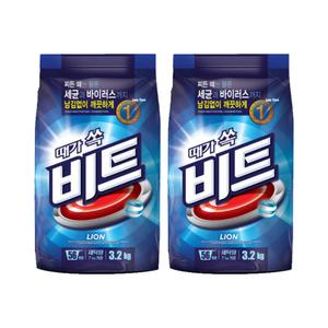 CJ라이온 비트 일반 3.2KG 2개 가루세제 리필 파우치
