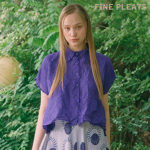 [피네플리츠][FINE PLEATS] 피네 플리츠 반팔 A라인 숏 가디건 퍼플