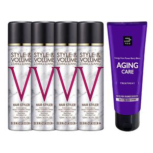 더마클라센 볼륨짱짱 흑채 스프레이 블랙 120ml x4 + 미쟝센 에이징케어 트리트먼트 180ml