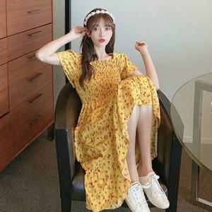 [하프클럽/알티피아]여자 여름 휴가 룩 꽃 무늬 밴딩 플라워 쉬폰 원피스