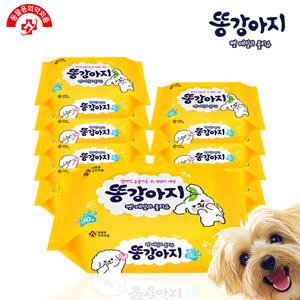 똥강아지 30매 10팩 펫 애견 강아지 고양이 전용 물티슈 티슈 반려동물 휴대용 작은