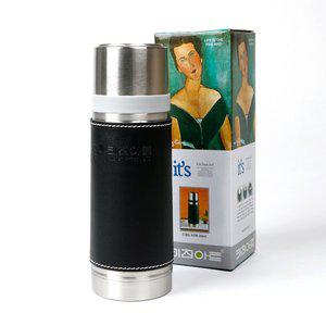 [기타]키친아트 다용도 가죽 텀블러 350ml 보온 보냉 텀블러 보온병 스텐레스 컵
